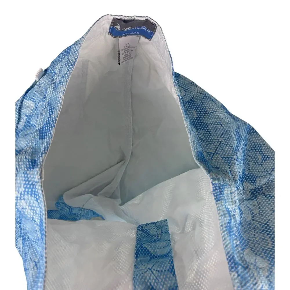 TEK GEAR Pool Shorts Light Blue Hawiian Print Hook Loop Fly Unlined 12